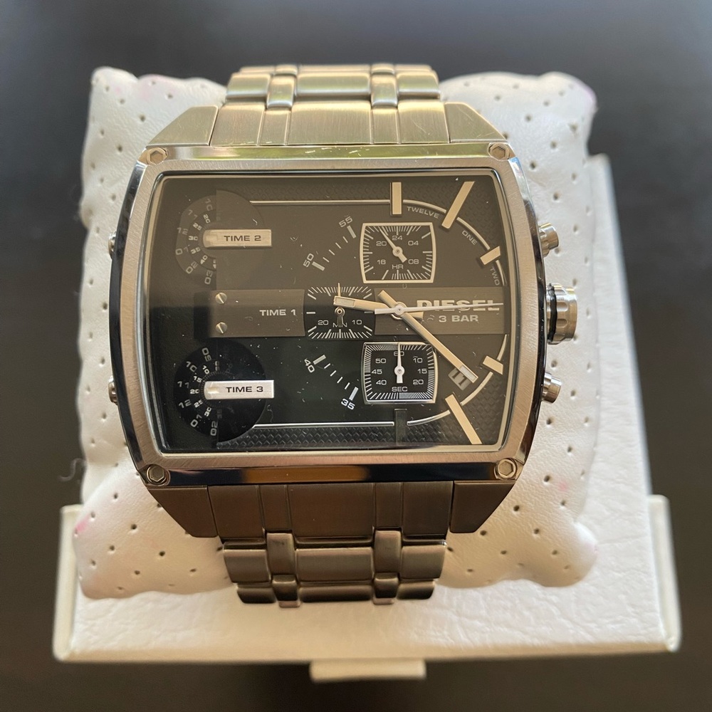 Mens Diesel Mr. Daddy Silver Big Face Watch